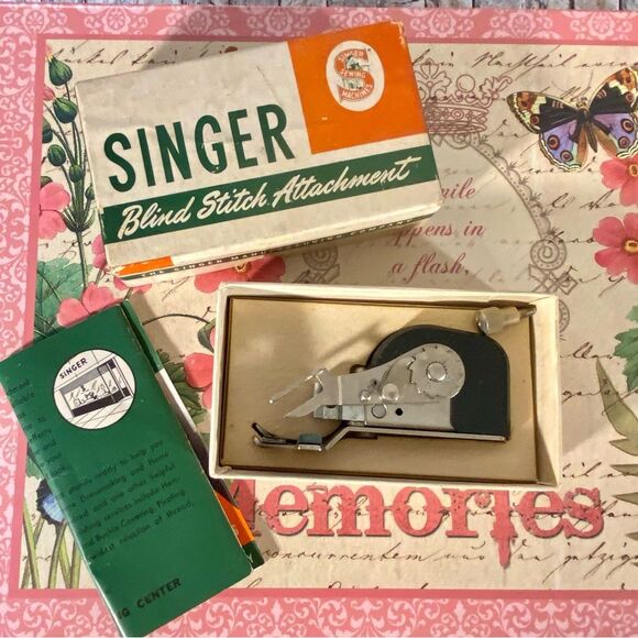 Singer Sewing Machine Blind Stitch Attachment Vintage Original Box Instructions - Picture 3 of 10